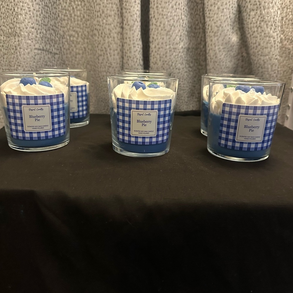 Blueberry Pie Candle Set with Blue and White Design
